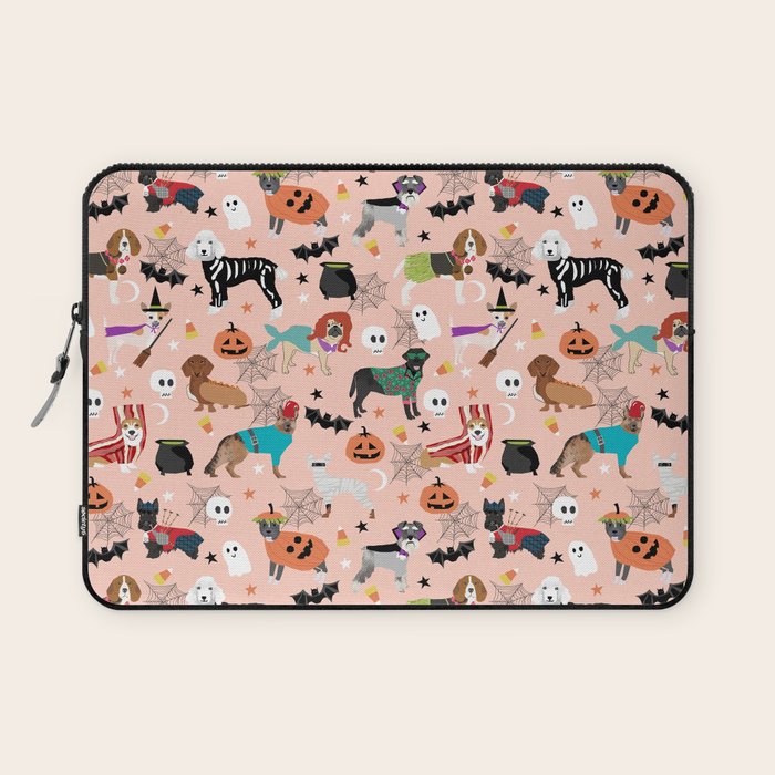 Dogs halloween costumes cute pumpkin ghost skeleton witch trick or treat Laptop Sleeve Gallery Image 1