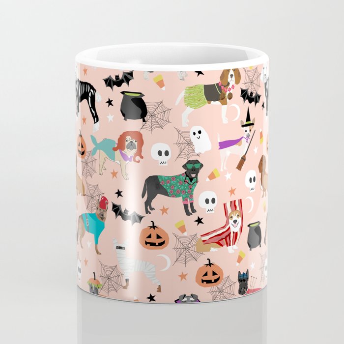 Dogs halloween costumes cute pumpkin ghost skeleton witch trick or treat Coffee Mug Gallery Image 4
