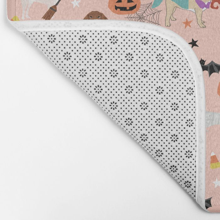 Dogs halloween costumes cute pumpkin ghost skeleton witch trick or treat Bath Mat Gallery Image 2