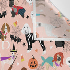 Dogs halloween costumes cute pumpkin ghost skeleton witch trick or treat Wall Tapestry Gallery Image 3
