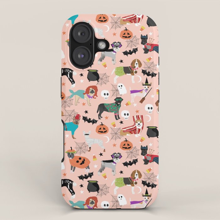 Dogs halloween costumes cute pumpkin ghost skeleton witch trick or treat iPhone Case Gallery Image 1