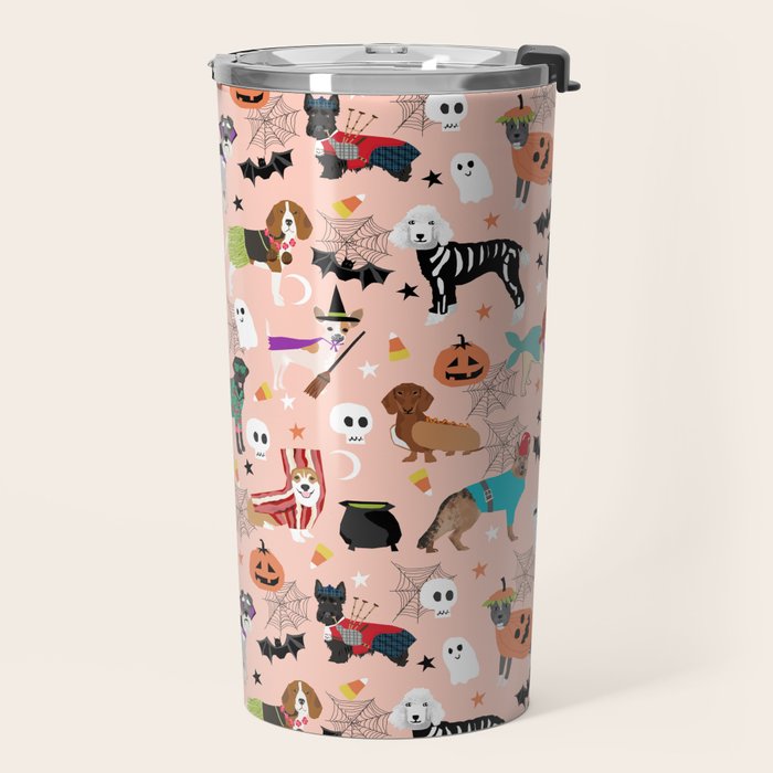 Dogs halloween costumes cute pumpkin ghost skeleton witch trick or treat Travel Mug Gallery Image 2
