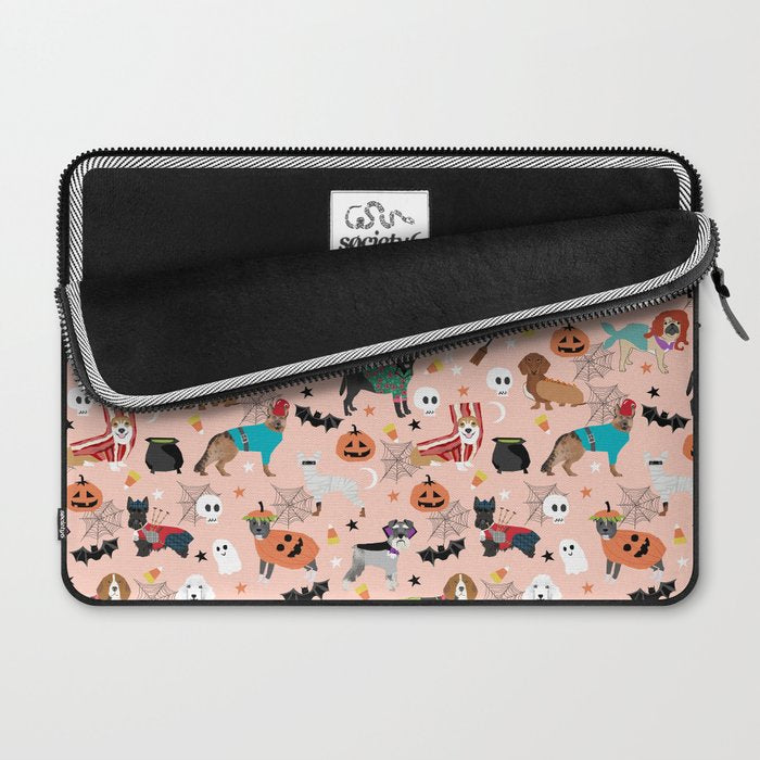 Dogs halloween costumes cute pumpkin ghost skeleton witch trick or treat Laptop Sleeve Gallery Image 2