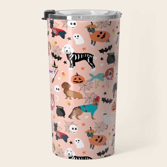 Dogs halloween costumes cute pumpkin ghost skeleton witch trick or treat Travel Mug Gallery Image 3