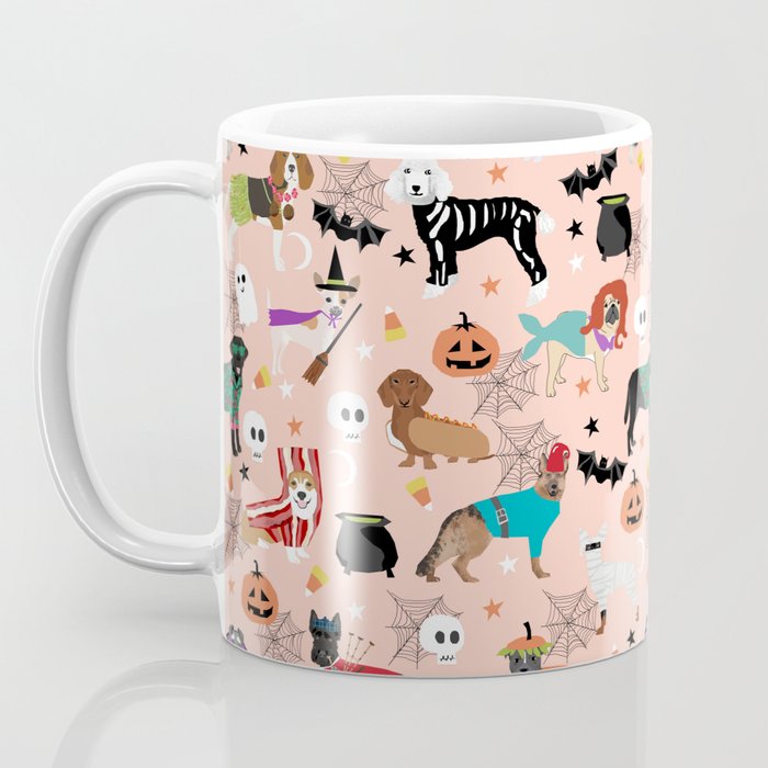 Dogs halloween costumes cute pumpkin ghost skeleton witch trick or treat Coffee Mug Gallery Image 3