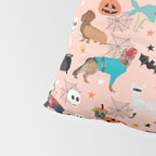 Dogs halloween costumes cute pumpkin ghost skeleton witch trick or treat Pillow Sham Gallery Image 4