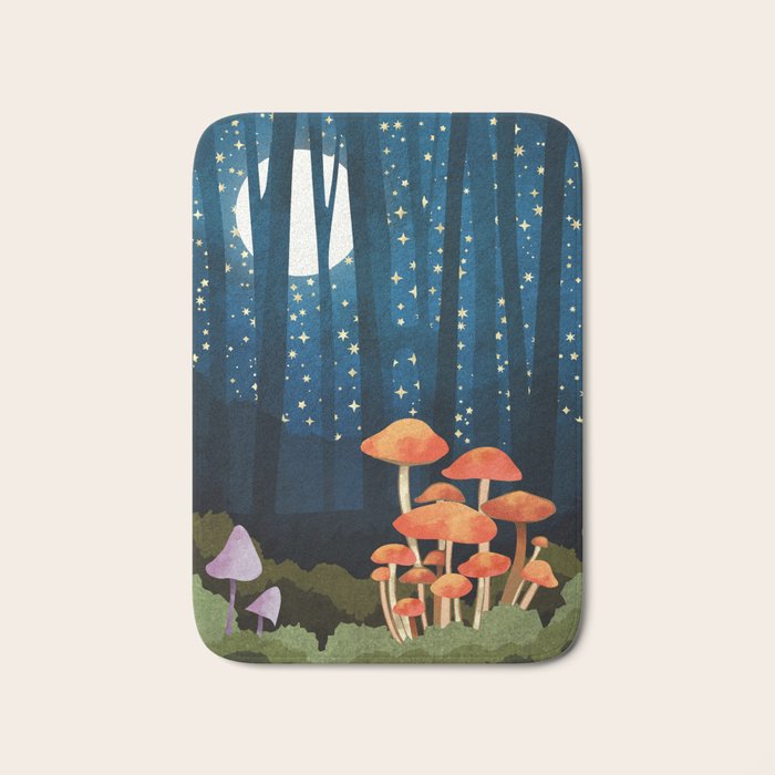 Midnight Mushrooms Bath Mat Gallery Image 1