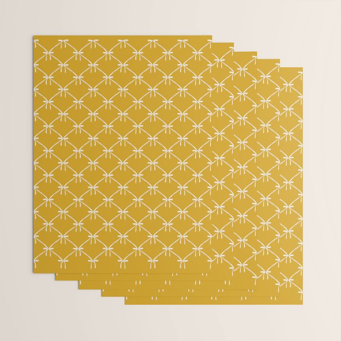 Bows & Ribbons Pattern XX Golden Yellow Wrapping Paper Gallery Image 3