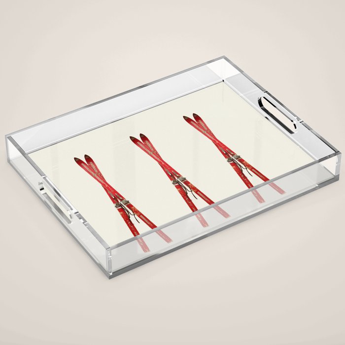 Vintage Skis Acrylic Tray Gallery Image 1