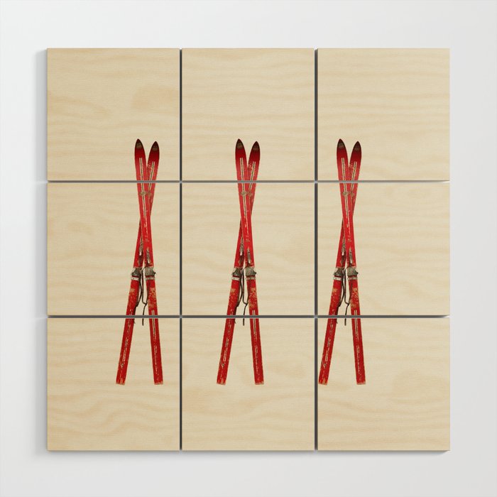 Vintage Skis Wood Wall Art Gallery Image 1