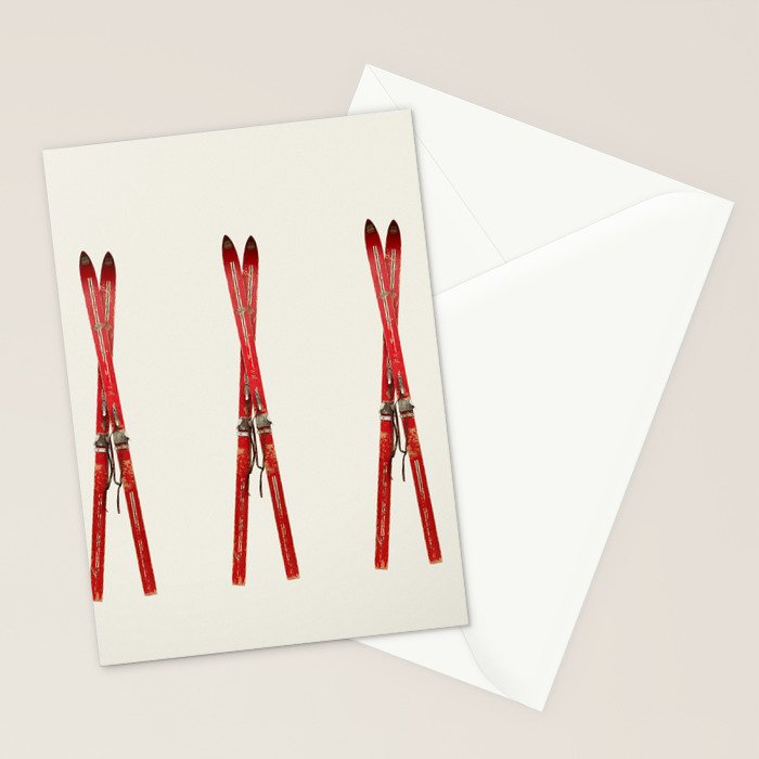 Vintage Skis Stationery Card Gallery Image 2