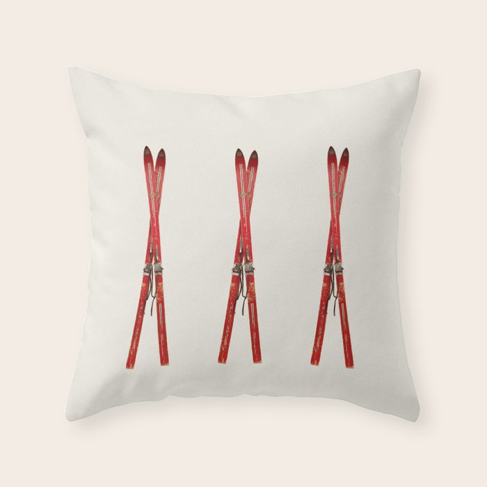 Vintage Skis Throw Pillow Gallery Image 1