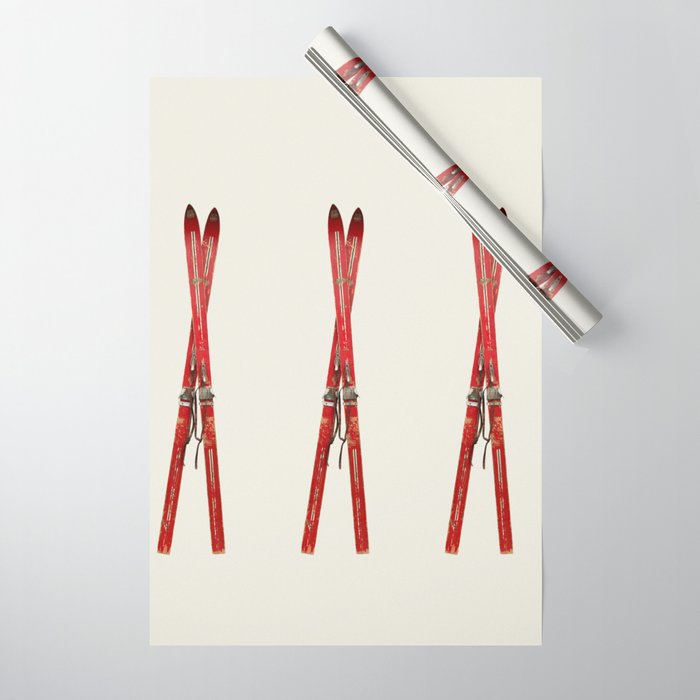 Vintage Skis Wrapping Paper Gallery Image 1