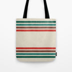 Blanket Stripe - vintage teal, green, brown, and red Tote Bag Gallery Image 1