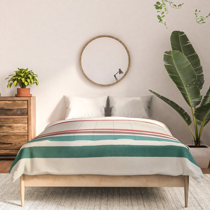 Blanket Stripe - vintage teal, green, brown, and red Comforter Gallery Image 3