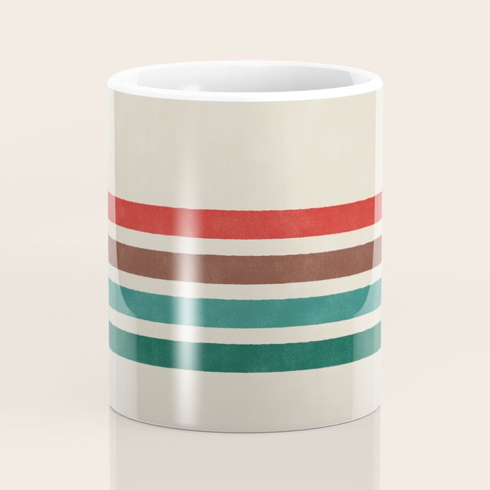 Blanket Stripe - vintage teal, green, brown, and red Coffee Mug Gallery Image 4