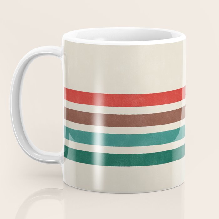Blanket Stripe - vintage teal, green, brown, and red Coffee Mug Gallery Image 3