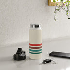 Blanket Stripe - vintage teal, green, brown, and red Water Bottle Gallery Image 4