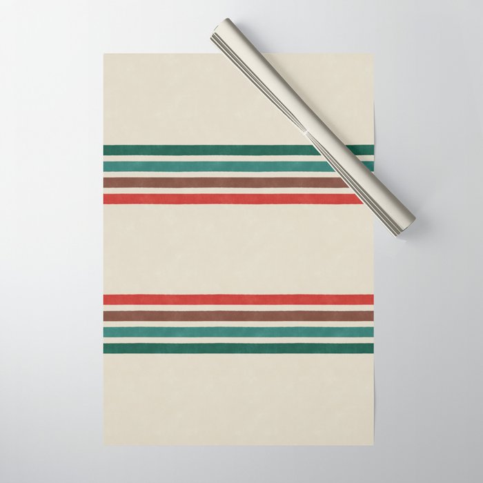 Blanket Stripe - vintage teal, green, brown, and red Wrapping Paper Gallery Image 1
