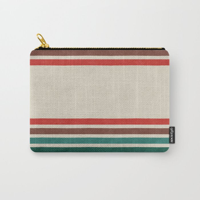 Blanket Stripe - vintage teal, green, brown, and red Carry All Pouch Gallery Image 1
