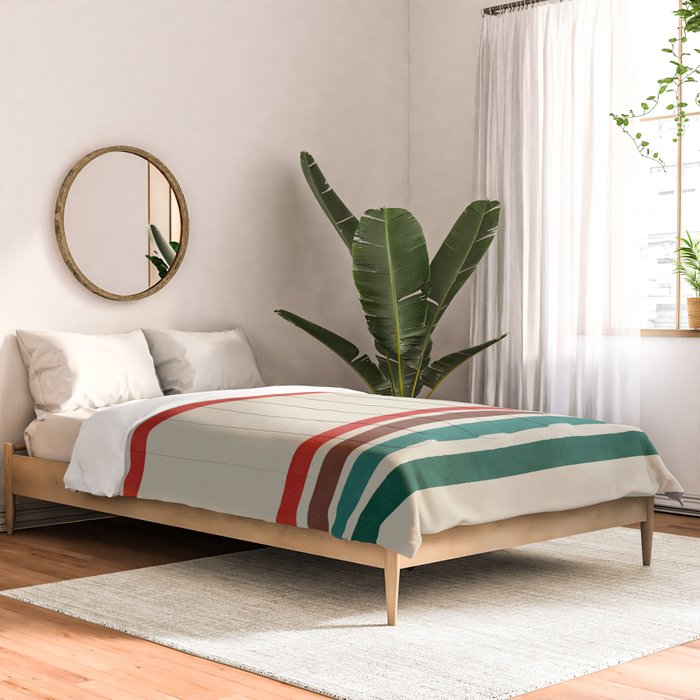 Blanket Stripe - vintage teal, green, brown, and red Comforter Gallery Image 2