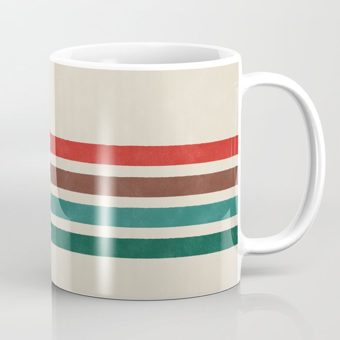 Blanket Stripe - vintage teal, green, brown, and red Coffee Mug Gallery Image 1