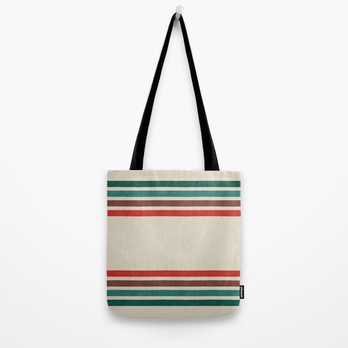 Blanket Stripe - vintage teal, green, brown, and red Tote Bag Gallery Image 2