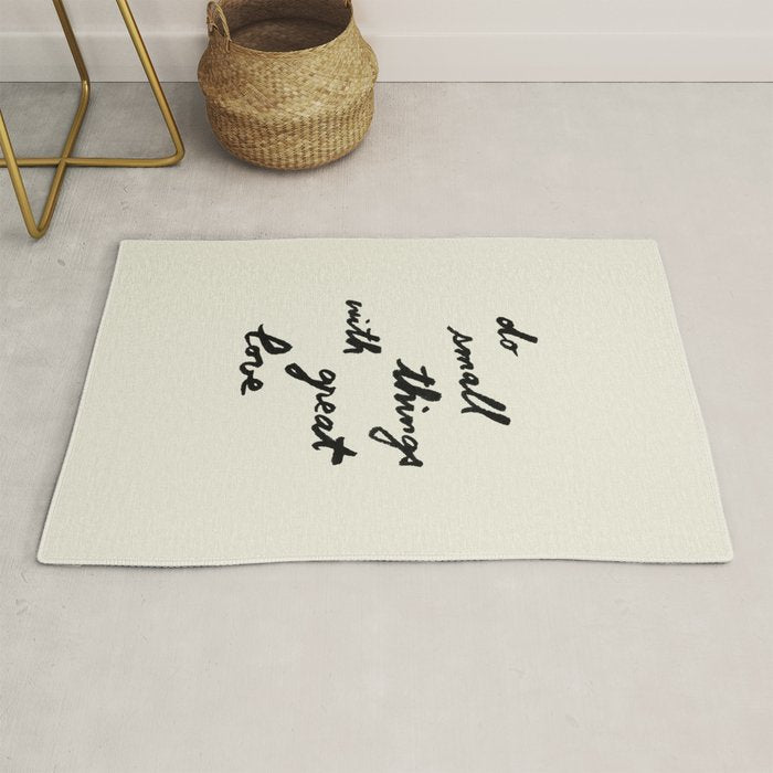Do Small Things With Great Love - Brush Script Typography Quote Rug Gallery Image 1