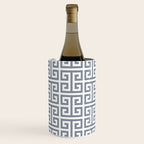 Large Steel Grey and White Greek Key Pattern Wine Chiller Gallery Image 1