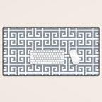 Large Steel Grey and White Greek Key Pattern Desk Mat Gallery Image 1
