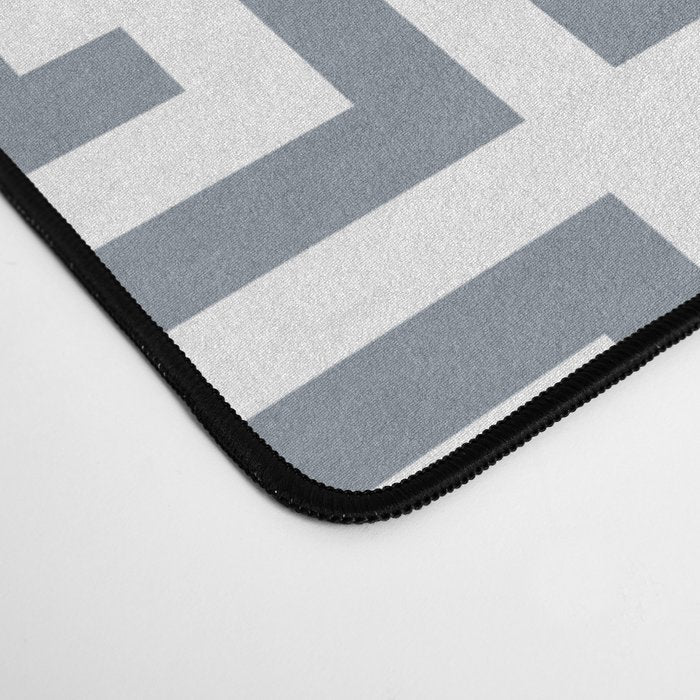 Large Steel Grey and White Greek Key Pattern Desk Mat Gallery Image 4