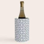 Large Steel Grey and White Greek Key Pattern Wine Chiller Gallery Image 3