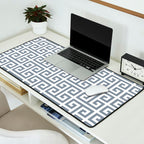 Large Steel Grey and White Greek Key Pattern Desk Mat Gallery Image 2