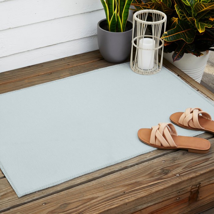 Pale Powder Blue Light Ice Blue Solid Color Outdoor Rug Gallery Image 2