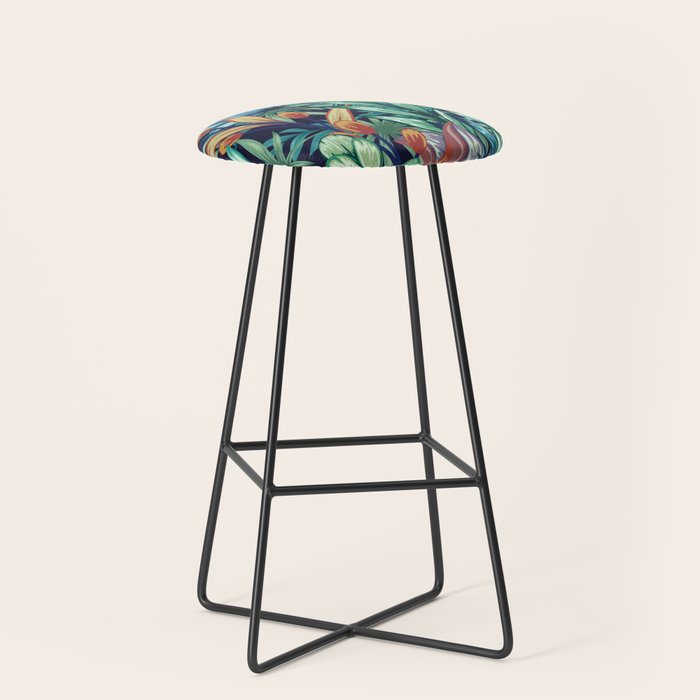 Tropical Jungle Colorful Garden, Floral Prints Stool Gallery Image 1