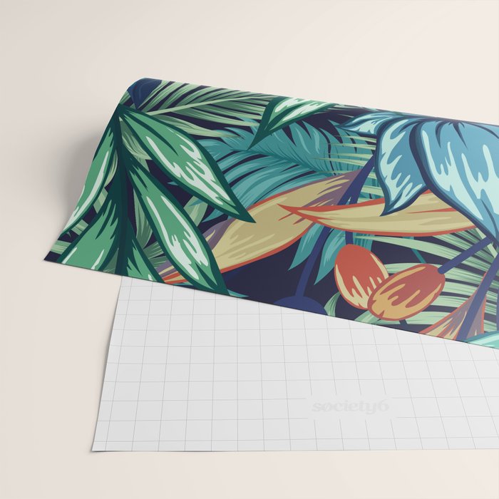 Tropical Jungle Colorful Garden, Floral Prints Wrapping Paper Gallery Image 2