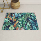 Tropical Jungle Colorful Garden, Floral Prints Rug Gallery Image 1