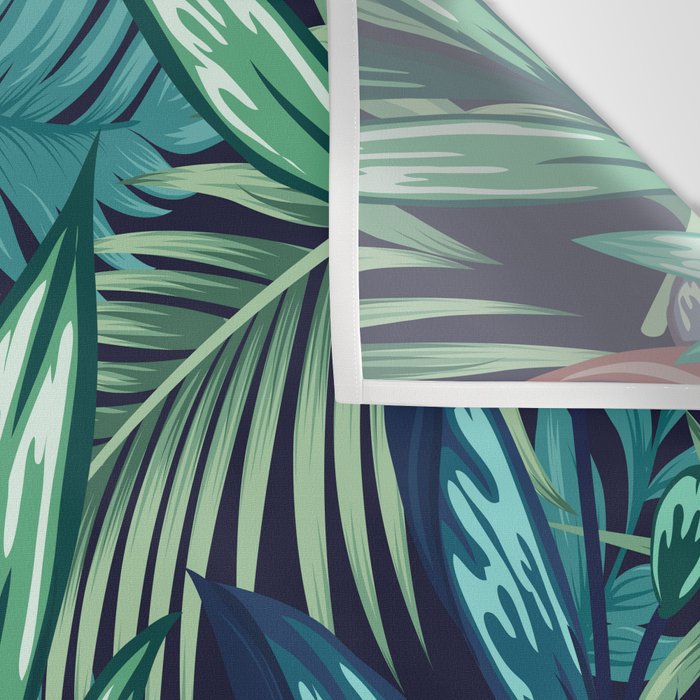 Tropical Jungle Colorful Garden, Floral Prints Wall Tapestry Gallery Image 3