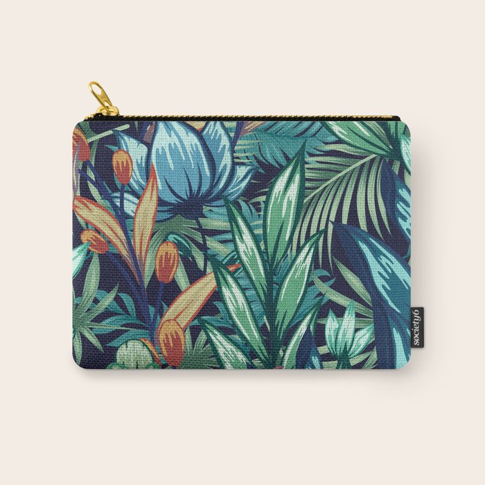 Tropical Jungle Colorful Garden, Floral Prints Carry All Pouch Gallery Image 1
