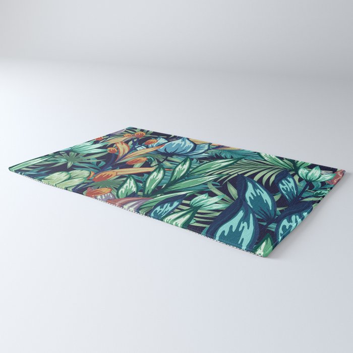 Tropical Jungle Colorful Garden, Floral Prints Rug Gallery Image 3