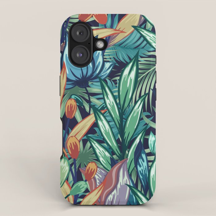 Tropical Jungle Colorful Garden, Floral Prints iPhone Case Gallery Image 1