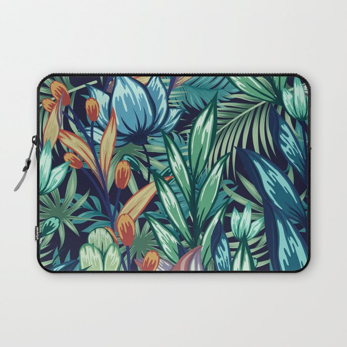 Tropical Jungle Colorful Garden, Floral Prints Laptop Sleeve Gallery Image 1