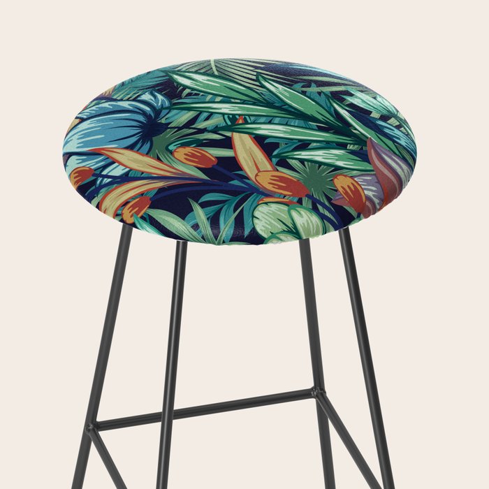 Tropical Jungle Colorful Garden, Floral Prints Stool Gallery Image 2