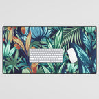 Tropical Jungle Colorful Garden, Floral Prints Desk Mat Gallery Image 1