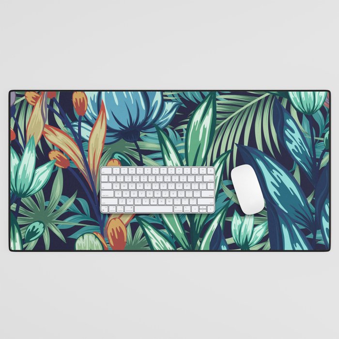 Tropical Jungle Colorful Garden, Floral Prints Desk Mat Gallery Image 1