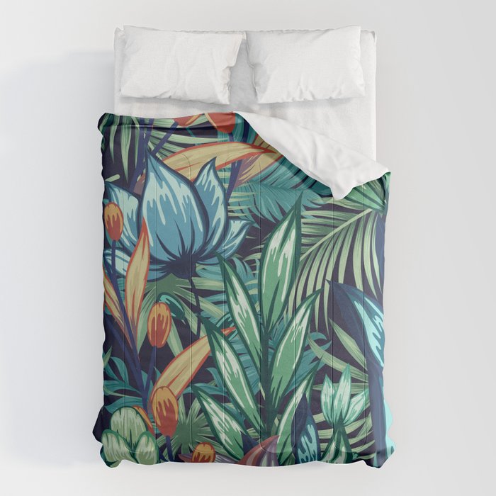 Tropical Jungle Colorful Garden, Floral Prints Comforter Gallery Image 6