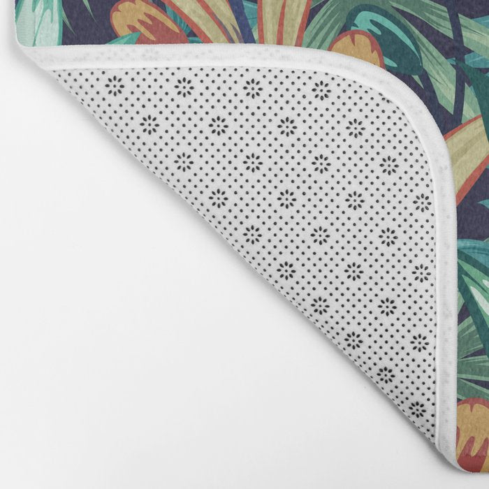 Tropical Jungle Colorful Garden, Floral Prints Bath Mat Gallery Image 2