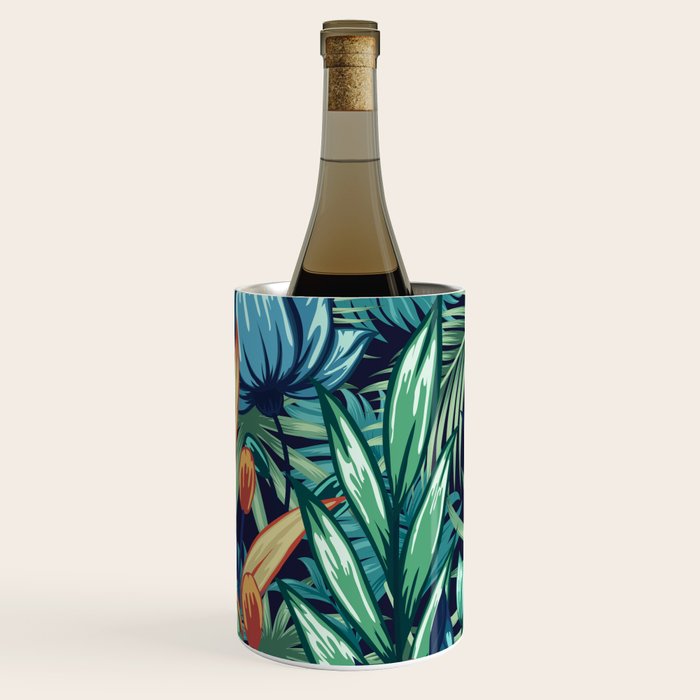 Tropical Jungle Colorful Garden, Floral Prints Wine Chiller Gallery Image 1
