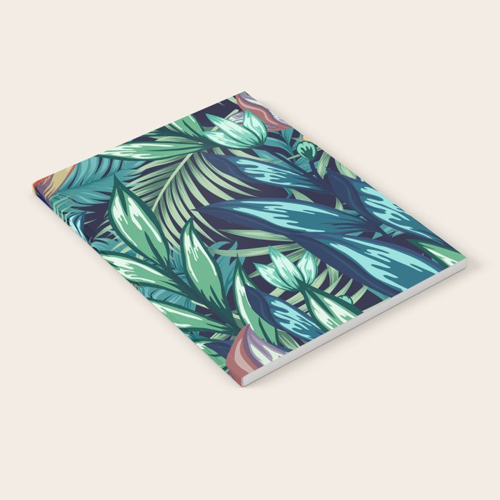 Tropical Jungle Colorful Garden, Floral Prints Notebook Gallery Image 1