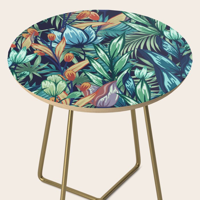 Tropical Jungle Colorful Garden, Floral Prints Side Table Gallery Image 2